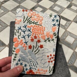 Floral Embroidered Fabric Cover Kindle Case